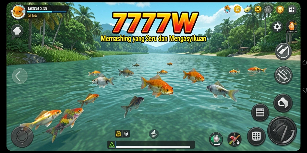 Gameplay menarik dalam 7777W dengan variasi lokasi memancing.