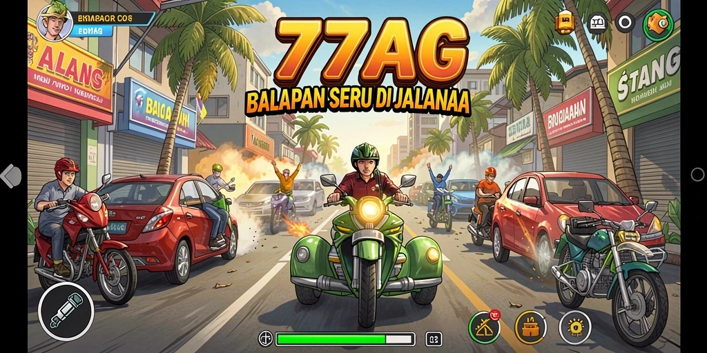 Tangkapan layar gameplay 77AG dengan mobil balap di lintasan.