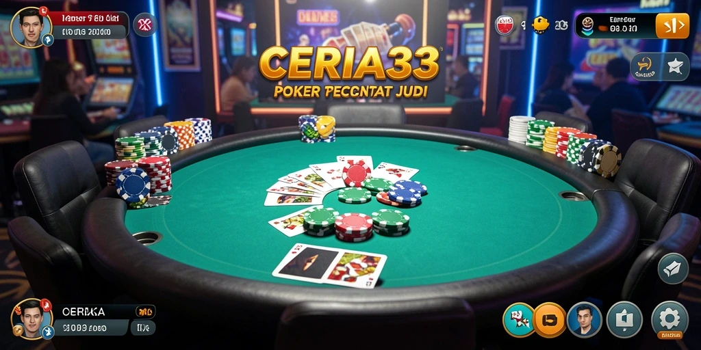 Tampilan gameplay CERIA33 dengan suasana poker yang mendebarkan.