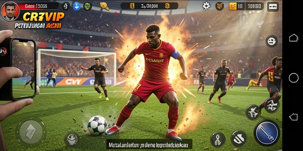 Tangkapan layar gameplay CR7VIP menampilkan pertarungan seru dan grafis luar biasa.