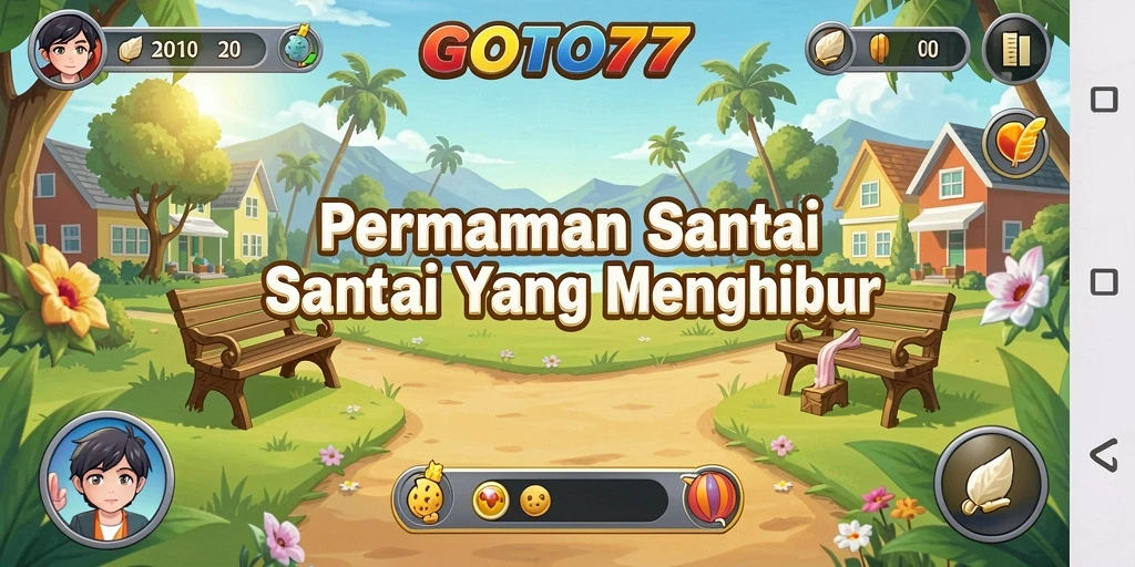 Screenshot utama dari GOTO77 menampilkan gameplay santai dan menyenangkan.