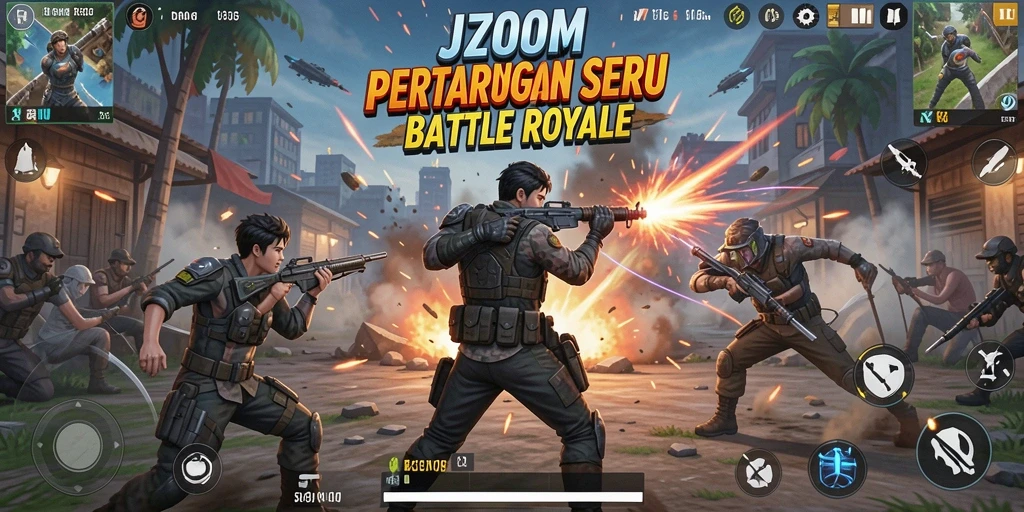 Screenshot menampilkan aksi mendebarkan dalam gameplay Battle Royale.