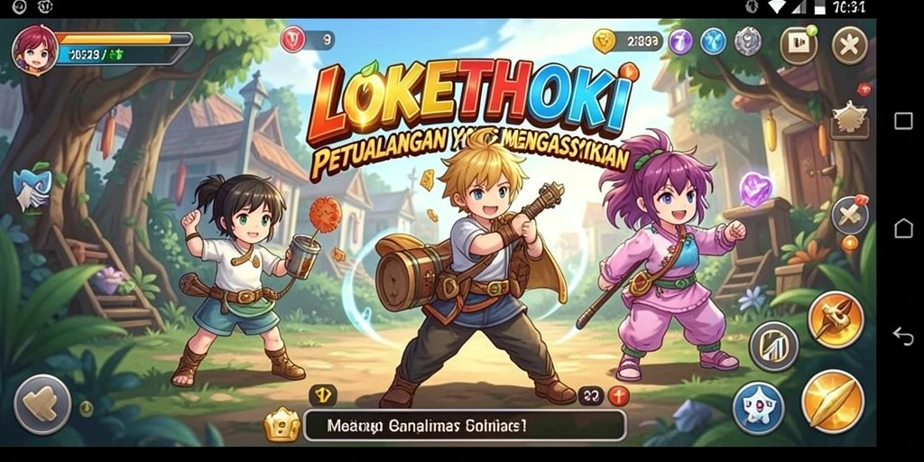 Tampilan gameplay menarik dari LOKETHOKI dengan karakter anime.