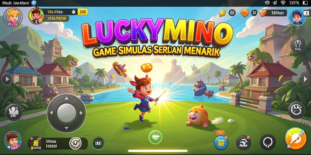 Tangkapan layar gameplay LUCKYMINO yang menampilkan interaksi simulasi yang seru.