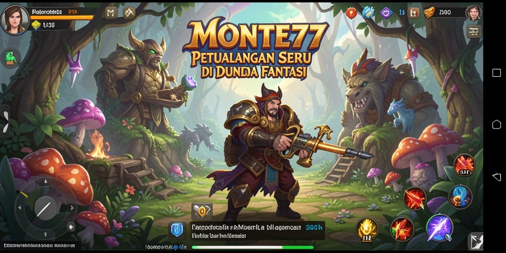 Tampilan screenshot menunjukkan aksi petualangan seru dalam MONTE77.