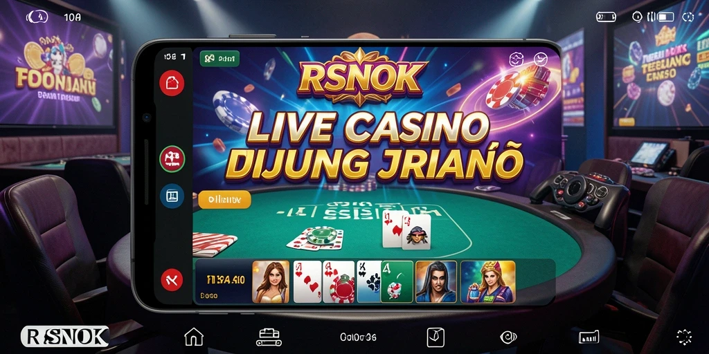 Screenshot RSNOK menampilkan dealer profesional dan aksi permainan Live Casino.