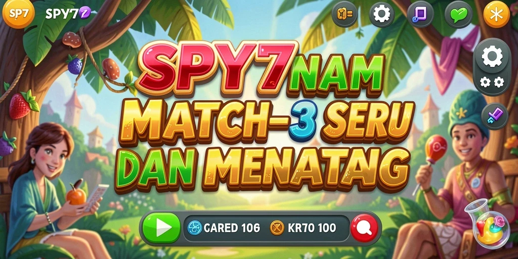 Tampilan gameplay SPY77 yang menarik dengan elemen Match-3.