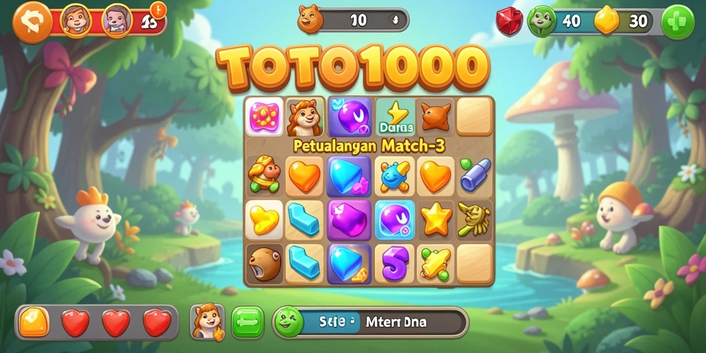 Tampilan menarik dari gameplay seru TOTO1000 Match-3.