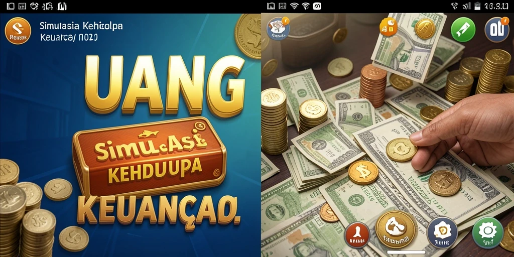 Tampilan screenshot gameplay <strong>UANG</strong> yang menunjukkan simulasi keuangan yang interaktif.